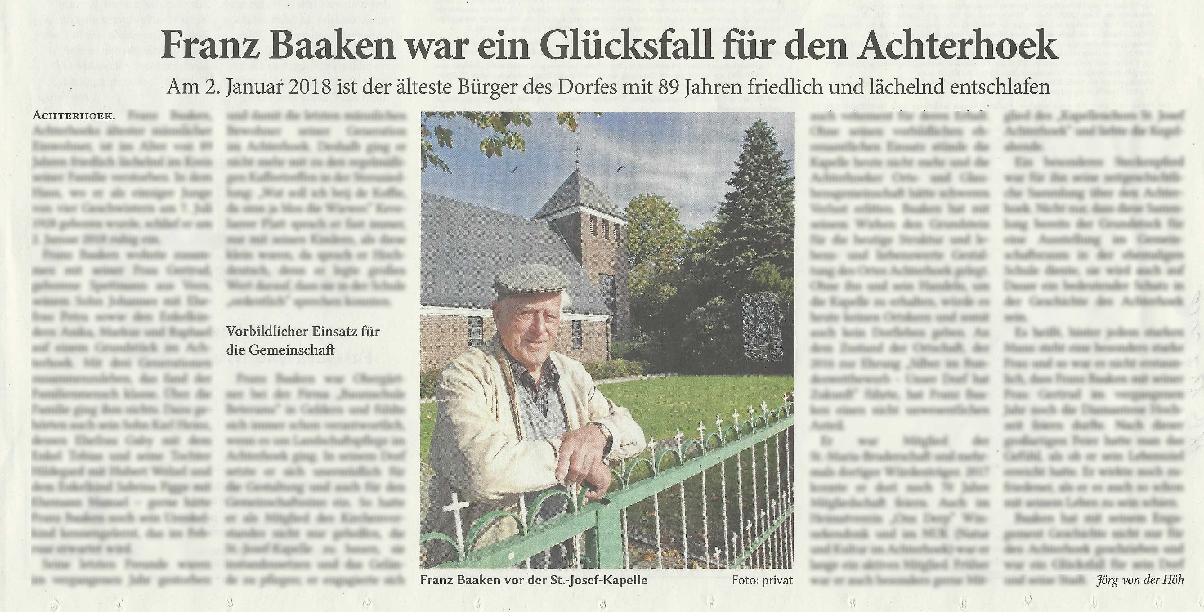 Franz Baaken war ein Glücksfall für den Achterhoek